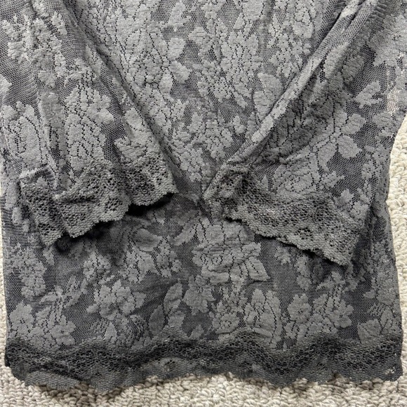 Victorias Secret Lace Longsleeve Top Tunic Dress Sheer Stretch Black Women Small - Picture 3 of 9